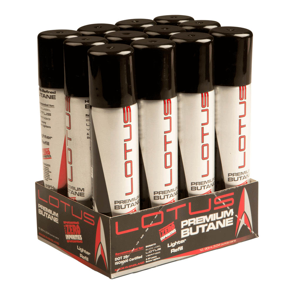 Butane Lotus Butane 90 ML 12 Cans Wholesale Cigars Santa Clara Cigars